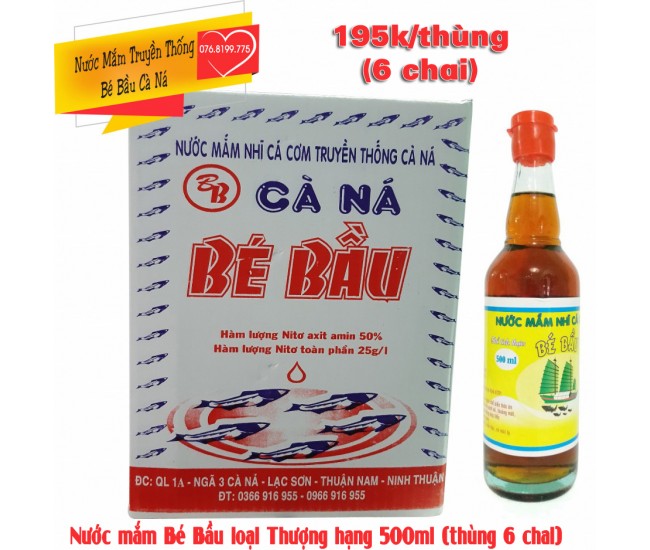 Nước mắm loại thượng hạng 500ml Bé Bầu Cà Ná